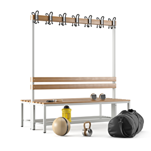 Ayakkabılıklı 4 Ayaklı Çift Taraflı Bank,  Kanca Şeritli Bank, 14 Kanca, 150x85x170 Cm, Spor Bankı