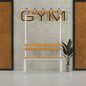 Ayakkabılıksız 4 Ayaklı Tek Taraflı Bank,  Kanca Şeritli Bank, 5 Kanca, 100x43x170 Cm, Spor Bankı