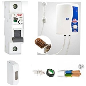 Bakır Rezistanslı Elektrikli Şofben Artemis 3mt Kablolu Tam Takım Orijinal Set
