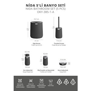 Okyanus Home Nida Antrasit Kromlu Eko 5'li Banyo Seti