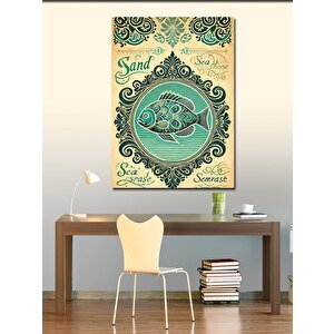 Kanvas Tablo Deniz Motifli Çizim 100x140 cm