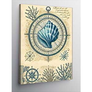 Kanvas Tablo Deniz Kabukları Çizimi 100x140 cm
