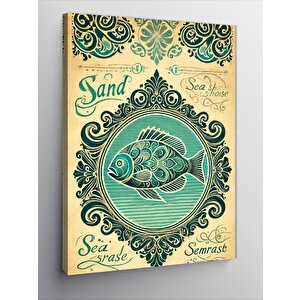 Kanvas Tablo Deniz Motifli Çizim 70x100 cm