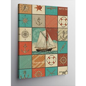 Kanvas Tablo Deniz Temalı Patchwork 50x70 cm