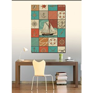 Kanvas Tablo Deniz Temalı Patchwork 50x70 cm