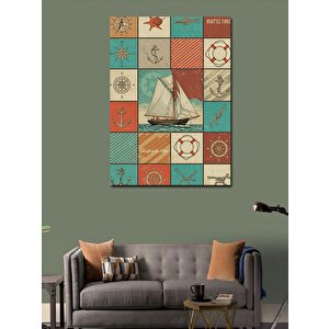 Kanvas Tablo Deniz Temalı Patchwork 50x70 cm