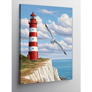 Kanvas Tablo Kırmızı Deniz Feneri 50x70 cm