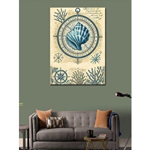 Kanvas Tablo Deniz Kabukları Çizimi 50x70 cm