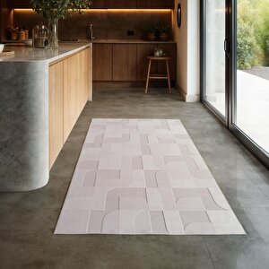 Modern Krem Renkli Geometrik Desenli Bohem Salon Mutfak Mekan Teras Balkon Oda Ve Çocuk Halısı Oymalı Halı 280x370 cm