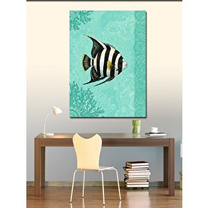 Kanvas Tablo Zebra Balığı Ve Deniz Yeşili 70x100 cm
