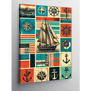 Kanvas Tablo Retro Deniz Teması 50x70 cm