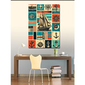 Kanvas Tablo Retro Deniz Teması 50x70 cm
