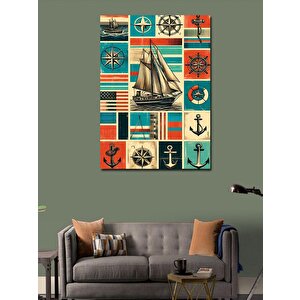 Kanvas Tablo Retro Deniz Teması 50x70 cm