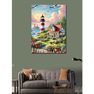 Kanvas Tablo Deniz Feneri Ve Sahil Evi 100x140 cm
