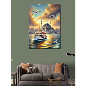 Kanvas Tablo İstanbul Ve Gün Batımında Vapurlar 50x70 cm