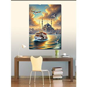 Kanvas Tablo İstanbul Ve Gün Batımında Vapurlar 70x100 cm