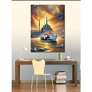 Kanvas Tablo İstanbul’da Gün Batımı Ve Vapur 100x140 cm
