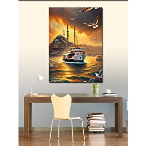 Kanvas Tablo İstanbul Ve Gün Batımı Vapuru 100x140 cm