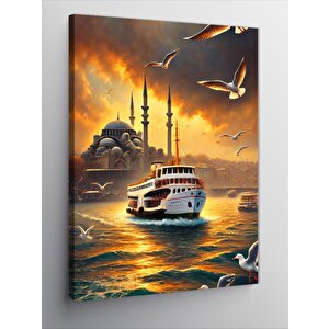 Kanvas Tablo İstanbul Ve Gün Batımı Vapuru 50x70 cm