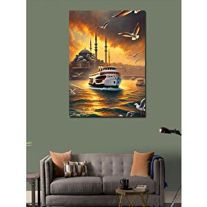 Kanvas Tablo İstanbul Ve Gün Batımı Vapuru 50x70 cm