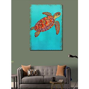 Kanvas Tablo Renkli Deniz Kaplumbağası 70x100 cm