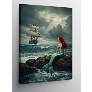 Kanvas Tablo Denizkızı Ve Fırtınalı Deniz 100x140 cm