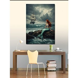 Kanvas Tablo Denizkızı Ve Fırtınalı Deniz 100x140 cm