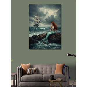 Kanvas Tablo Denizkızı Ve Fırtınalı Deniz 100x140 cm