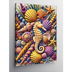 Kanvas Tablo Deniz Kabukları Ve Denizatı 50x70 cm