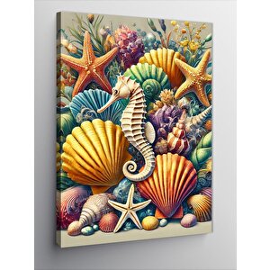 Kanvas Tablo Deniz Kabuğu Ve Denizaltı Dünyası 50x70 cm