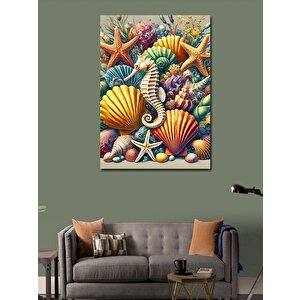 Kanvas Tablo Deniz Kabuğu Ve Denizaltı Dünyası 50x70 cm