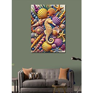Kanvas Tablo Deniz Kabukları Ve Denizatı 100x140 cm