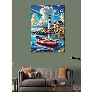 Kanvas Tablo Liman Ve Deniz Manzarası 70x100 cm