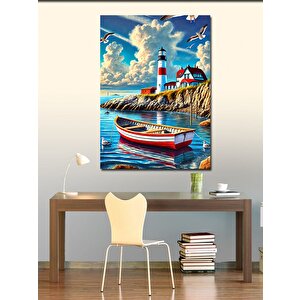 Kanvas Tablo Liman Ve Deniz Manzarası 100x140 cm