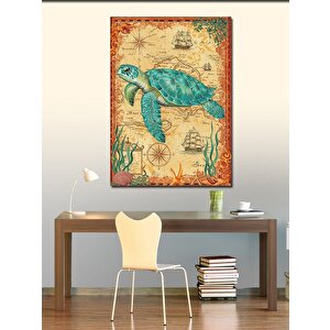 Kanvas Tablo Tarihi Deniz Kaplumbağası 70x100 cm