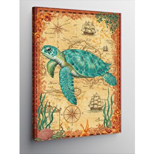 Kanvas Tablo Tarihi Deniz Kaplumbağası 100x140 cm