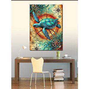 Kanvas Tablo Deniz Kaplumbağası Motifi 100x140 cm