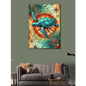 Kanvas Tablo Deniz Kaplumbağası Motifi 100x140 cm
