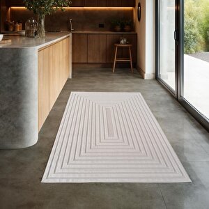 Modern Krem Renkli 3-d Desenli Bohem Salon Mutfak Mekan Teras Balkon Oda Ve Çocuk Halısı Oymalı Halı 140x200