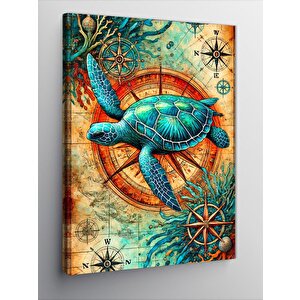 Kanvas Tablo Deniz Kaplumbağası Motifi 50x70 cm