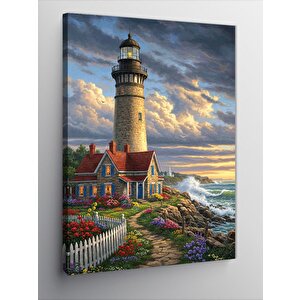 Kanvas Tablo Deniz Feneri Ve Sahil Evi 70x100 cm