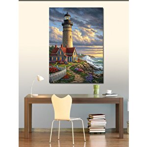 Kanvas Tablo Deniz Feneri Ve Sahil Evi 70x100 cm