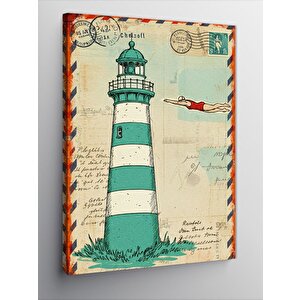 Kanvas Tablo Deniz Feneri Kartpostalı 50x70 cm