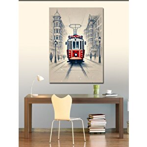 Kanvas Tablo Kırmızı Tramvay Ve Taksim 70x100 cm