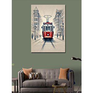 Kanvas Tablo Kırmızı Tramvay Ve Taksim 70x100 cm