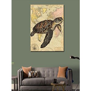 Kanvas Tablo Haritalı Deniz Kaplumbağası 100x140 cm