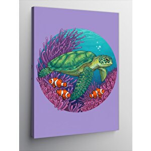 Kanvas Tablo Renkli Deniz Kaplumbağası 100x140 cm