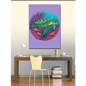 Kanvas Tablo Renkli Deniz Kaplumbağası 100x140 cm