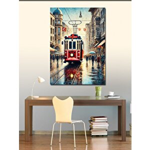 Kanvas Tablo Yağmurda İstanbul Tramvayı 50x70 cm