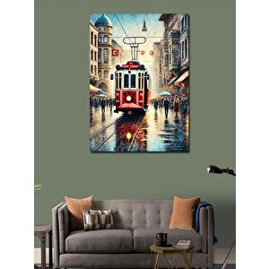 Kanvas Tablo Yağmurda İstanbul Tramvayı 50x70 cm